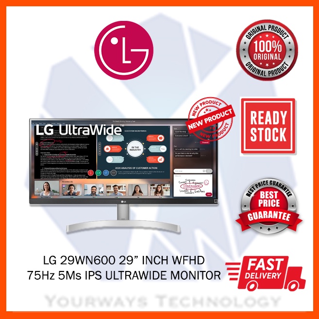 LG 29WN600 29" Inch 75Hz 5ms WFHD IPS Ultra Wide IPS Monitor Shopee
