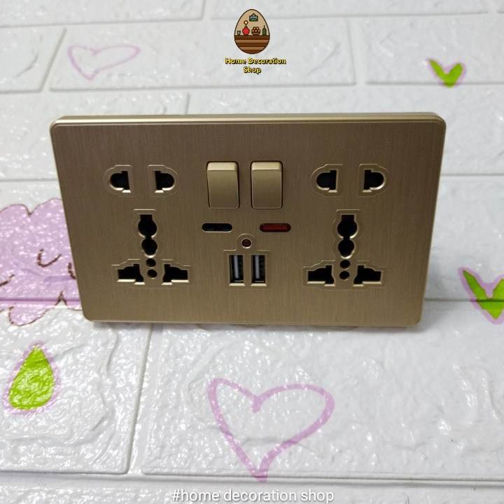 home wall switch socket ( golden color) electric plug socket 13a / 10a
