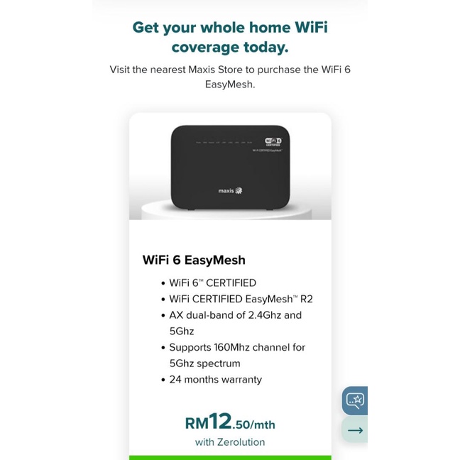 Maxis WIFI 6 EASY MESH ROUTER DUAL BAND SUPPORT 160Mhz for 5Ghz ...
