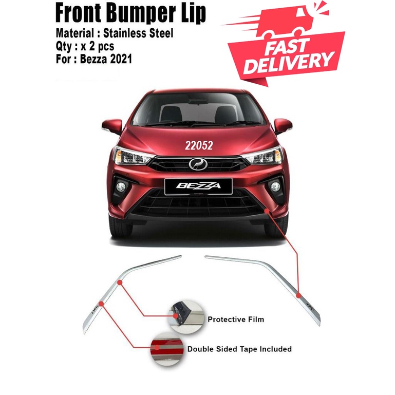 Front Bumper Stainless Steel Lip Perodua Bezza 2020-2023 | Shopee Malaysia