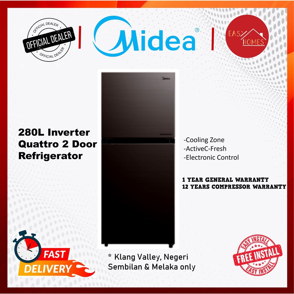 Midea 4 Star Rating 2 Door Inverter Refrigerator (Gross 280L ...