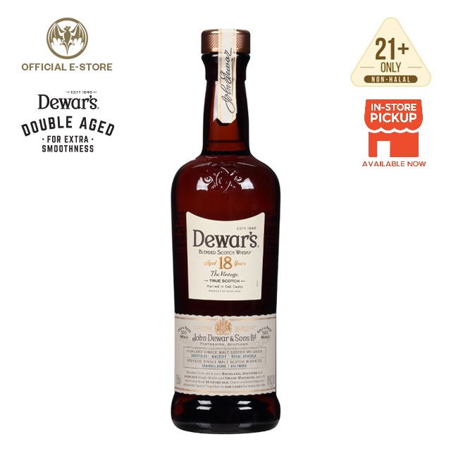 Dewar's 18 Year Old Blended Scotch Whisky (750ml) [Free 2x Rock Glass