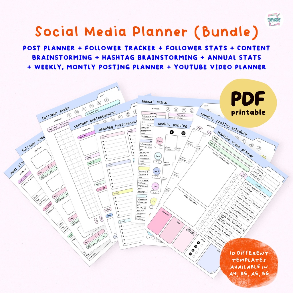 (Series E) Colored/Colorless Social Media Planner - Content, Followers ...