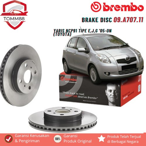 Brake DISC BREMBO YARIS NCP91 Type E,J,G '05ON TOYOTA 09A70711 /ORI