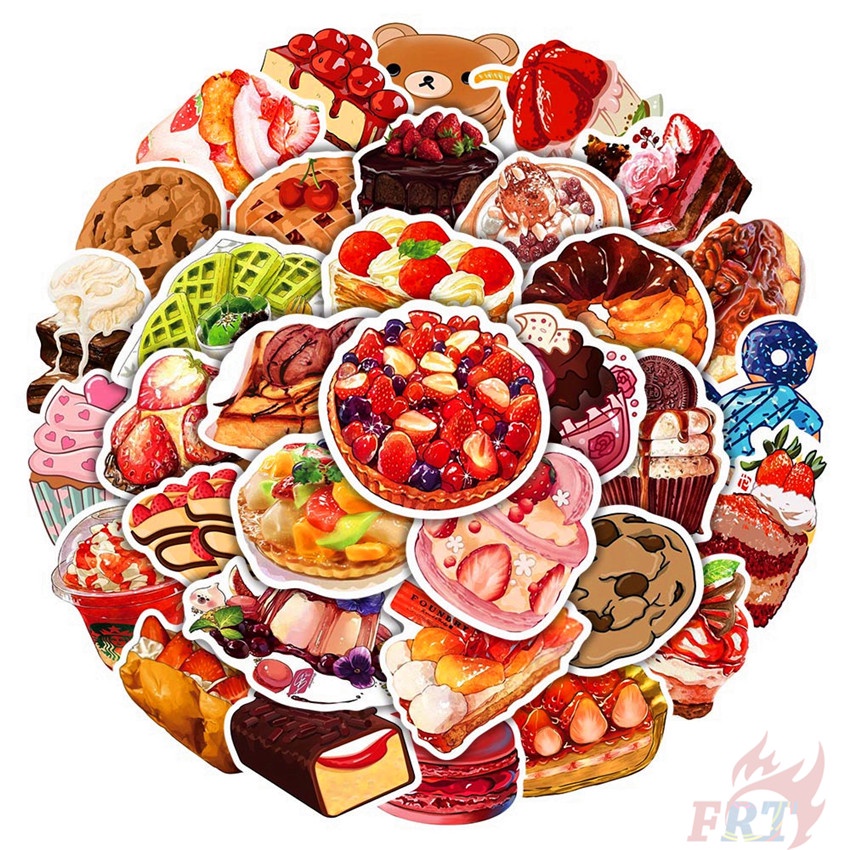 50Pcs/Set Delicious Desserts Series 01 Stickers Waterproof DIY Fashion ...