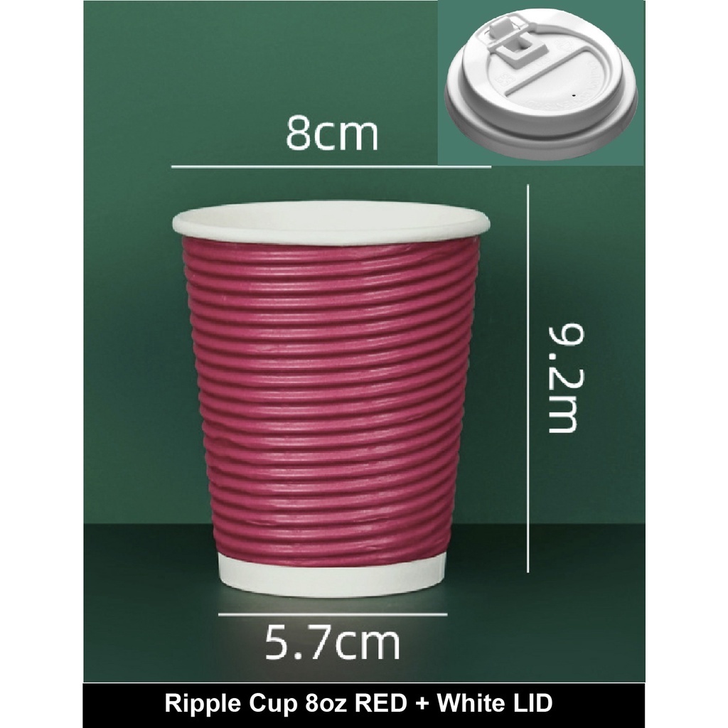 (READY STOCK)Ripple-Wall Take Away Paper Cup/Paper Hot Cup With Lid ...
