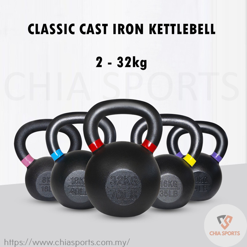 Classic Kettlebell Set 2 32kg Powder Coat Cast Iron Bells Dumbbell