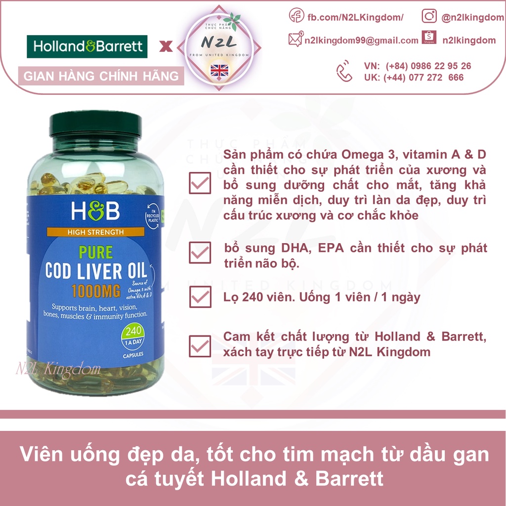 Holland & Barrett Omega 3 Cod Liver Oil 1000mg Shopee Malaysia