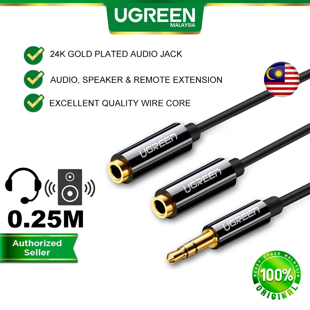 UGREEN 3.5mm Jack Earphone Aux Audio Splitter Adapter 1 Male to 2