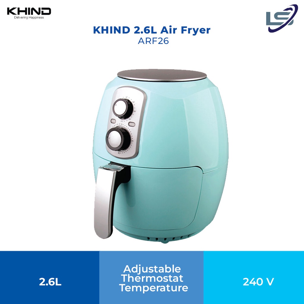 KHIND 2.6L Air Fryer ARF26 Auto Shut Down Heater Switch Overheating Protection Detachable Frying Basket Shopee Malaysia