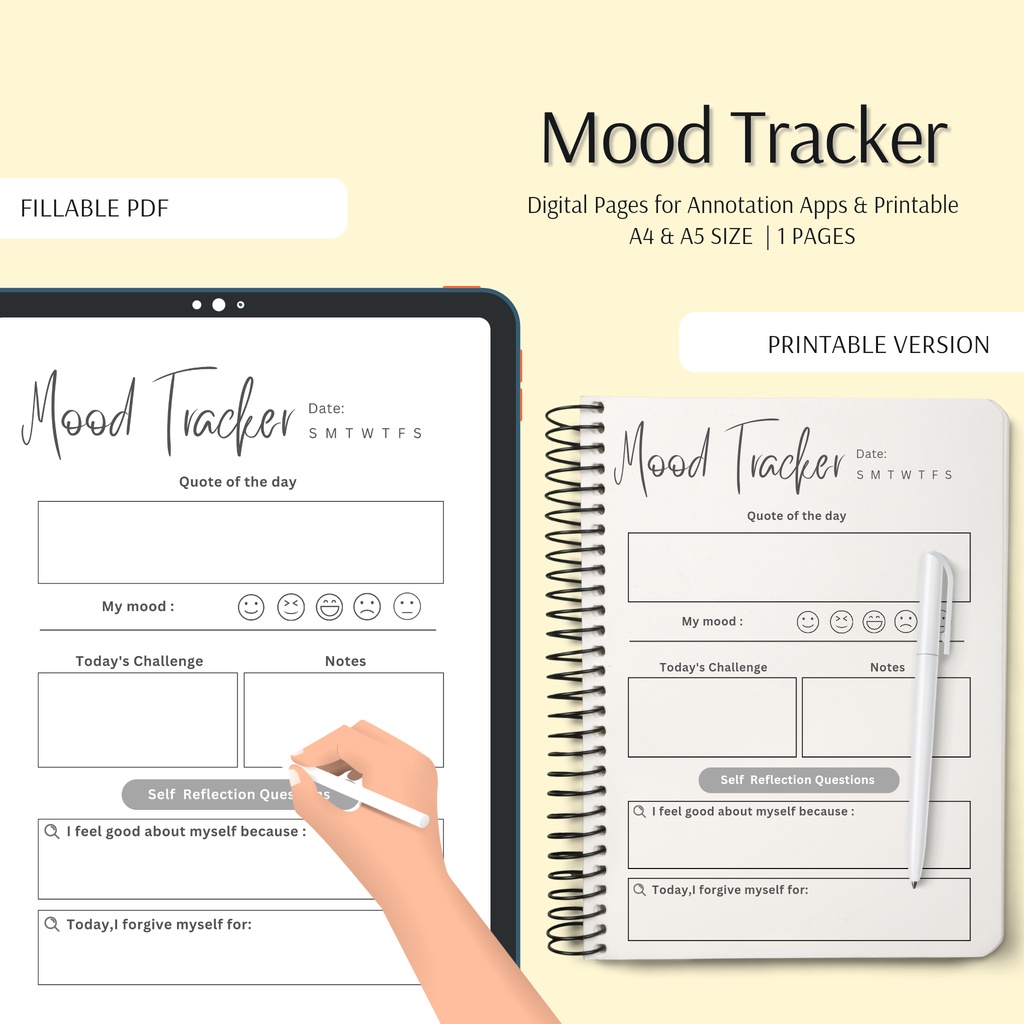 Digital MOOD Tracker Planner | Fillable PDF & Printable | Shopee Malaysia