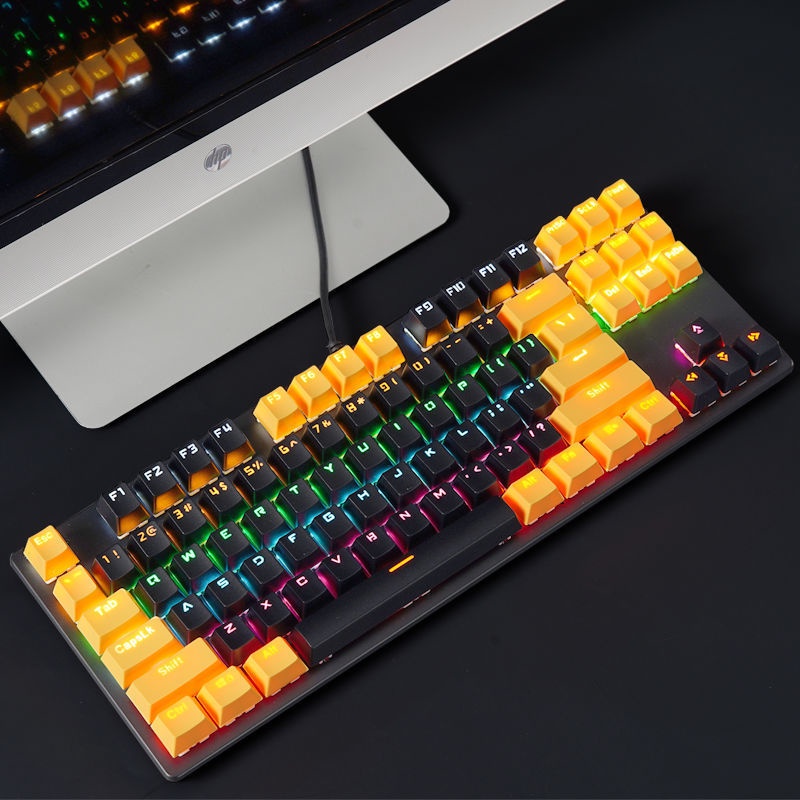 Real Mechanical ESports Keyboard Green Axis 87 Key Small Portable Girl