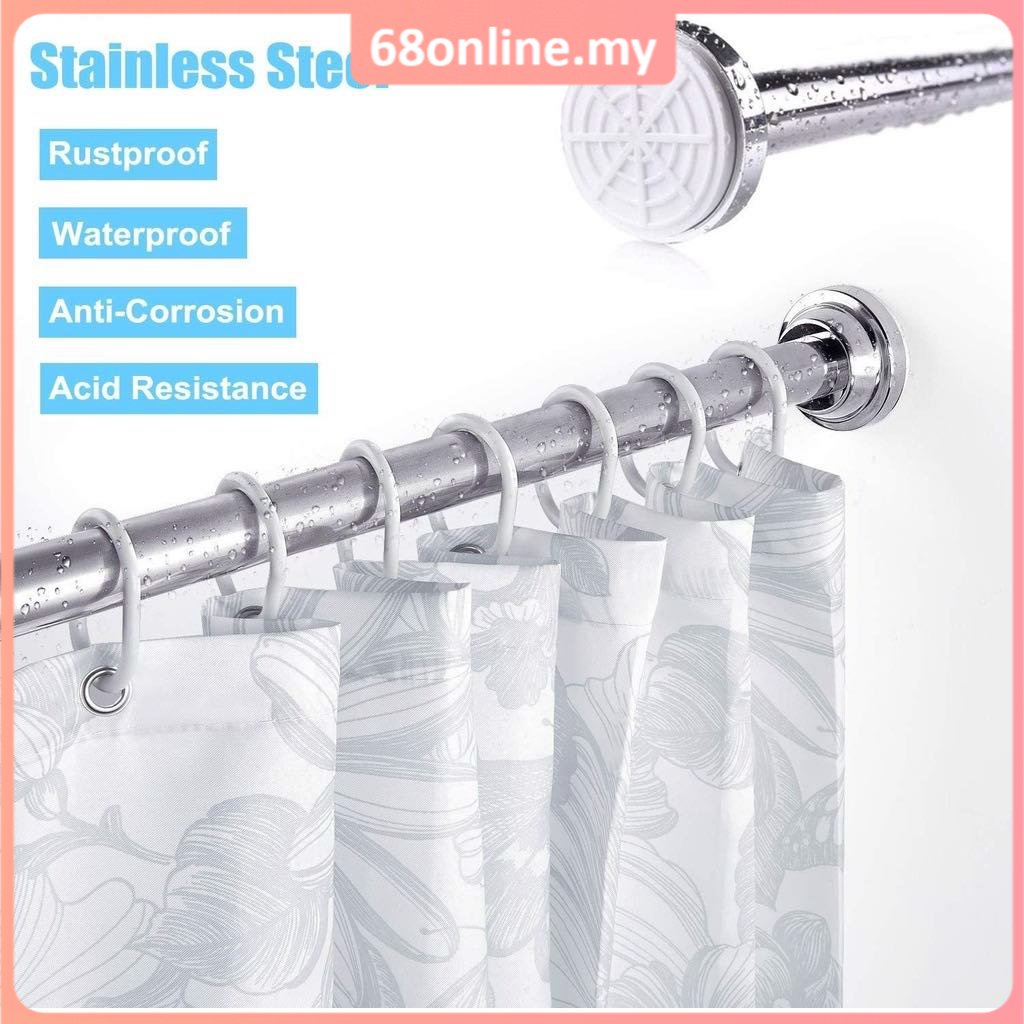[Johor Seller] Stainless Steel Adjustable Curtain Rod Drying Rack Clothes Shower Curtain