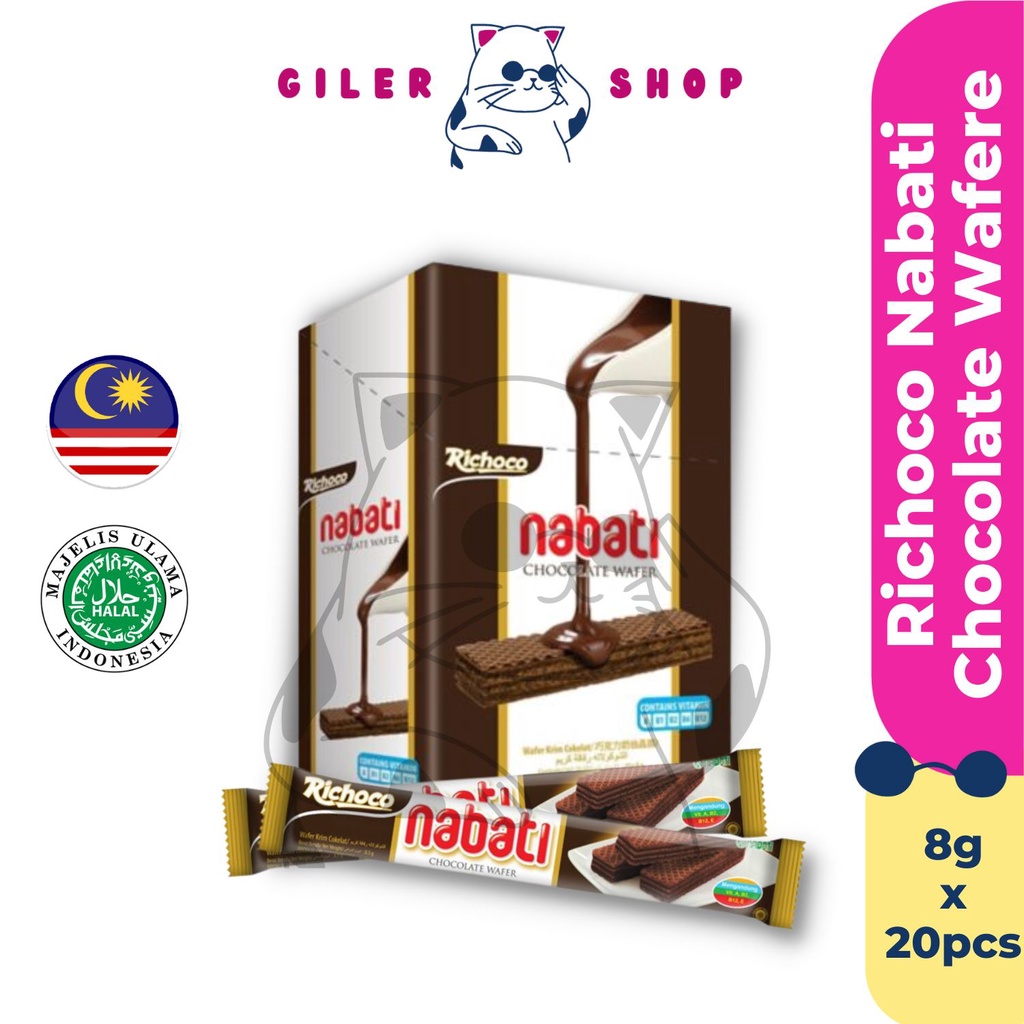 Nabati Richoco Chocolate Wafer Wafer Perisa Coklat 8g x 20 | Shopee ...