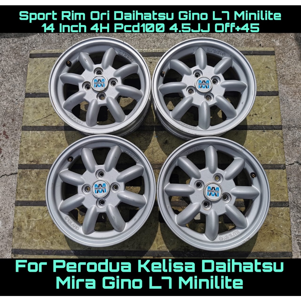 Perodua Kelisa Gino L7 Minilite Sport Rim 14 Inch 4H PCD100 4.5JJ Off+ ...