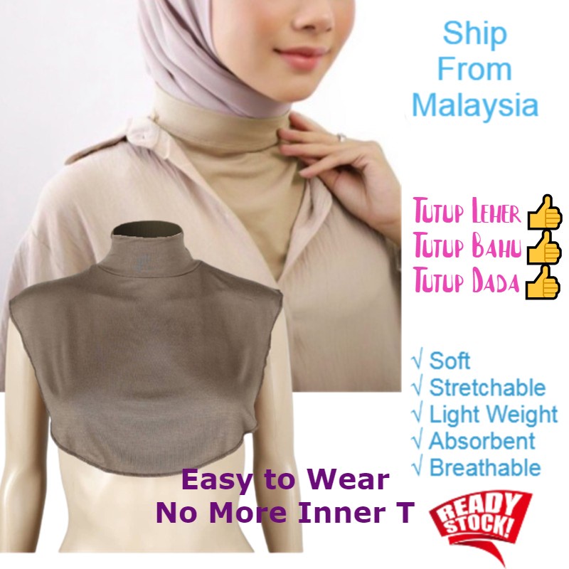 High Neck Inner Leher Dada Bahu Women Turtleneck Half Inner Tutup Leher