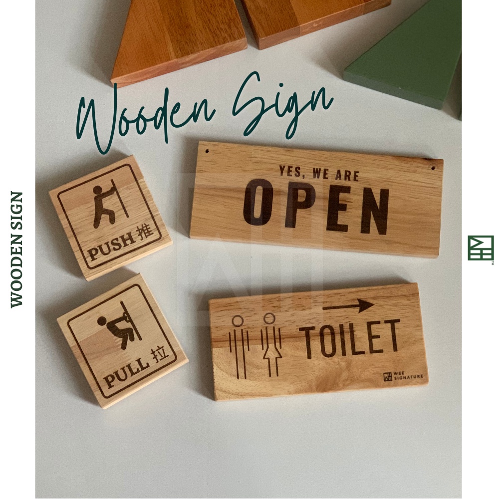Wee Signature - Wooden Signage Rubber Wood |Open Closed Sign | Door ...