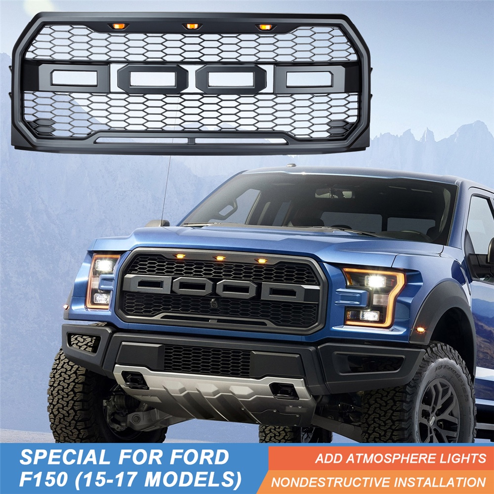 Front Grill Bumper Hood Mesh Grille With Led Letters For Ford F150 Raptor Style 2009 2010 2011 5840