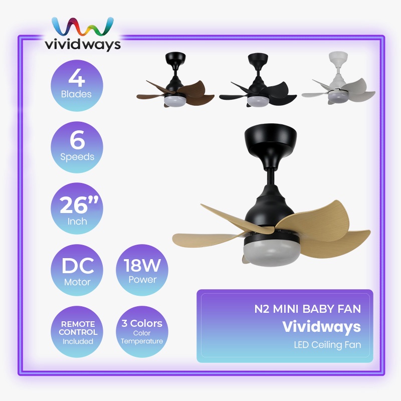 K2 VIVIDWAYS N2 MINI BABY FAN LED CEILING FAN 3 COLORS Shopee Malaysia