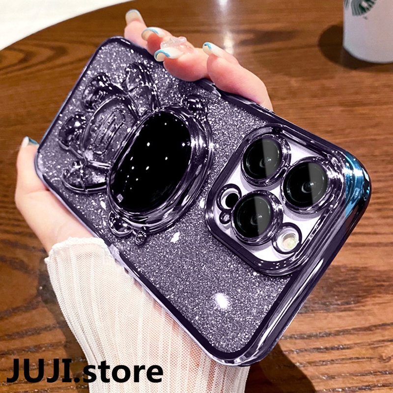 Luxury 3D Astronaut Glitter Stand Holder Case For iPhone 16 Pro