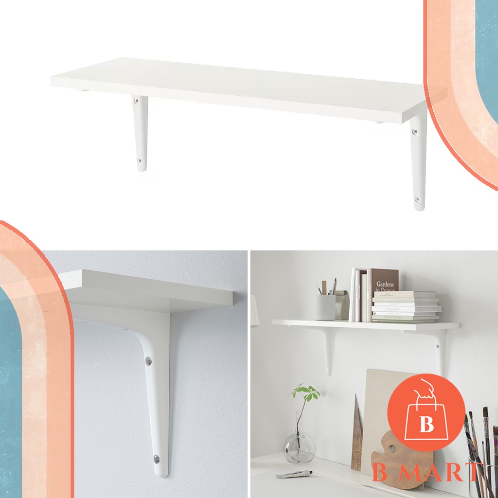 IKEA WALL SHELF UNIT BURHULT WALL RACK WHITE 59X20CM DISPLAY SHELF UNIT