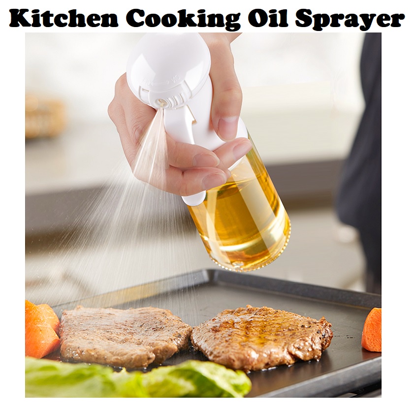 Kitchen Cooking Oil Spray Dispenser Olive Oil Sprayer Soy Sauce Bottle with Oil Cap 220ml