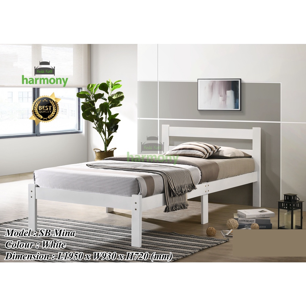 Harmony Popular Wooden Single Bed Frame / Solid Wood Single Bed / Katil