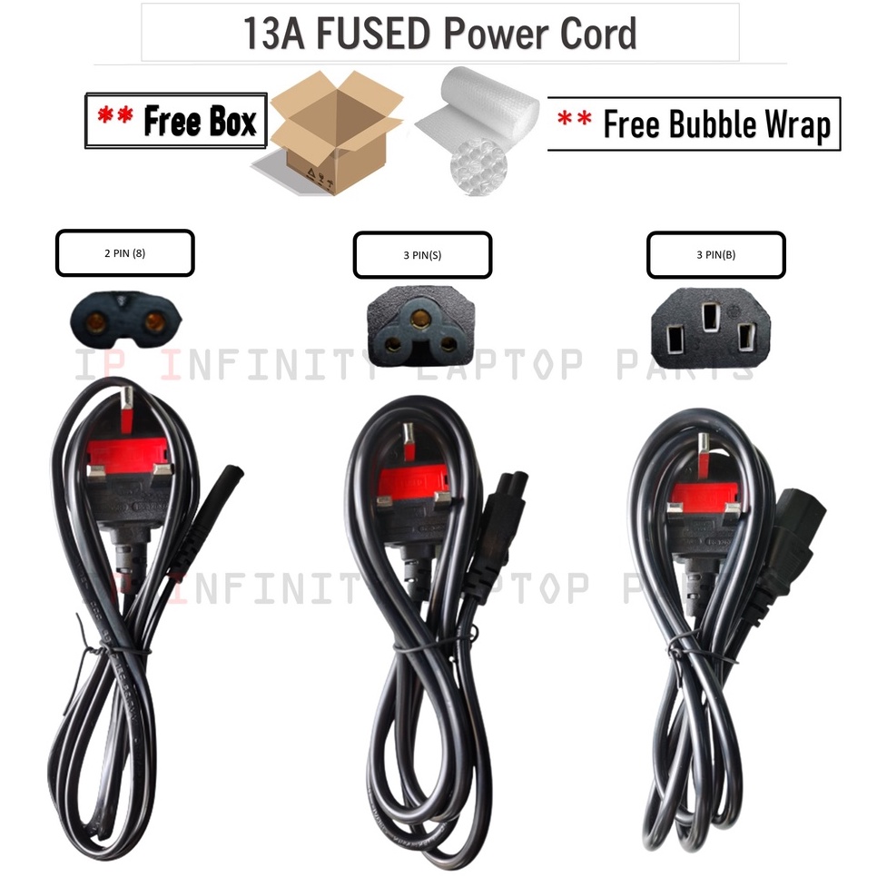 UK 3PIN 13A/250V POWER CORD for DESKTOP LAPTOP NOTEBOOK TV CCTV LED LCD ...