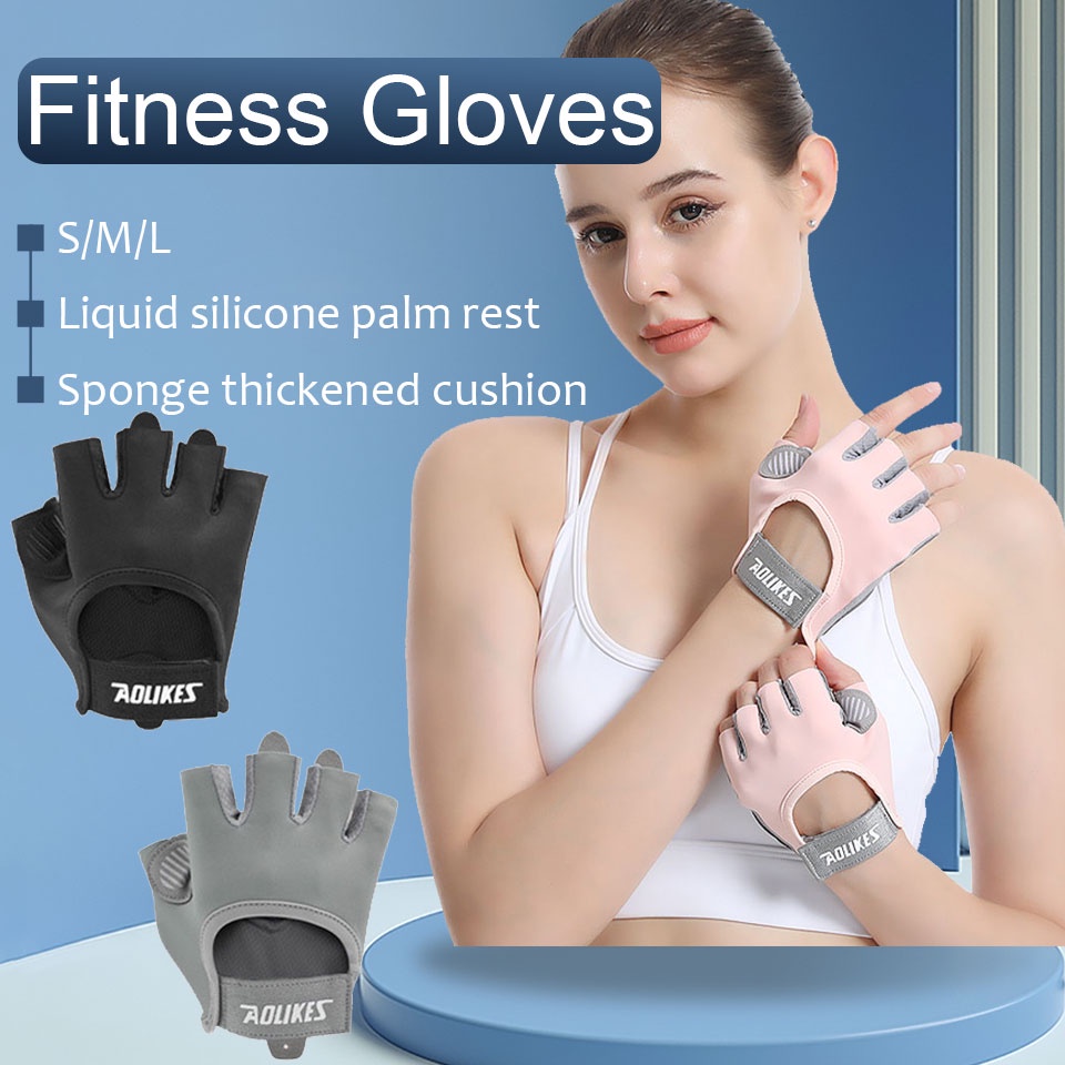 AOLIKES 1 Pair Men Women Gym Half Finger Sports Fitness Exercise Training  Wrist Gloves Anti-slip Resistance Weightlifting Gloves