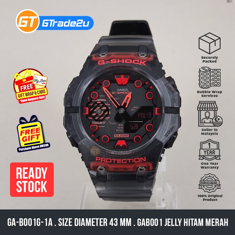 Casio G-Shock GA-B001G-1A GAB001G-1A Digital GAB001 Jelly Hitam Merah ...