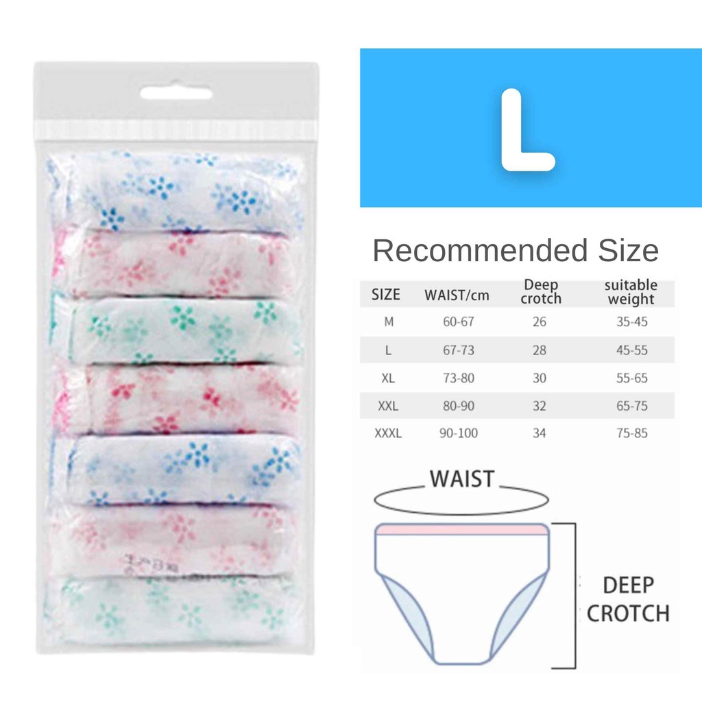 7PCS/Set Women Disposable Underwear Maternity Non Woven Cotton Panties ...