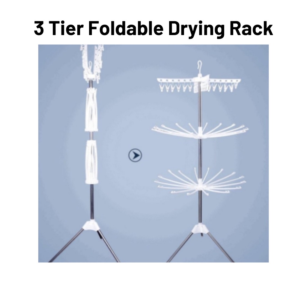 3 Tier Foldable Drying Rack Laundry Hanging Drying Rack Shelf Ampaian ...