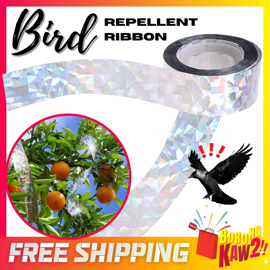 Bird Repellent Ribbon Laser Floral Reflective Bird Scare Ribbon Home
