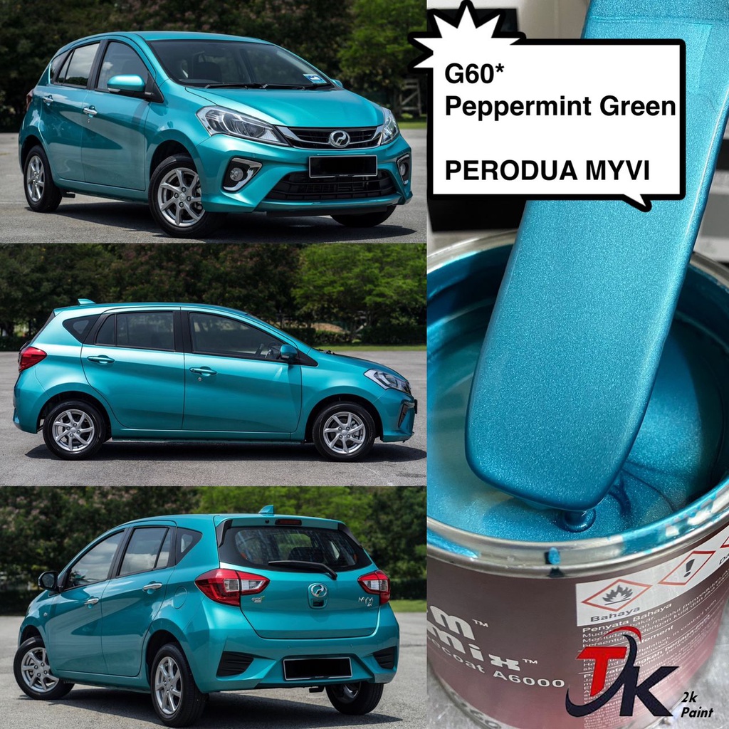 G60* Peppermint Green PERODUA MYVI 2K PAINT/FAST DRY/CAR PAINT/CAT
