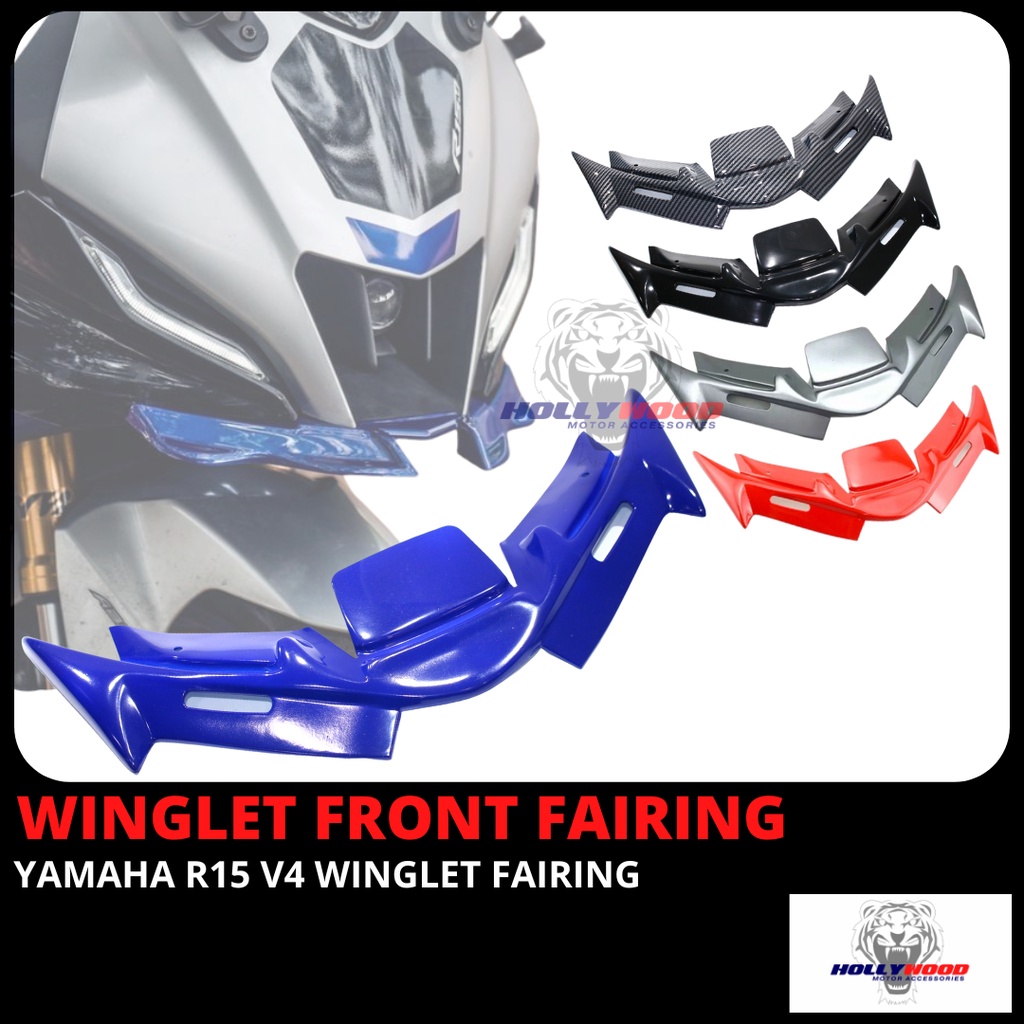 KYT YAMAHA R15 V4 FRONT FAIRING WINGLET PLASTIC ABS CARBON FIBER KIT ...