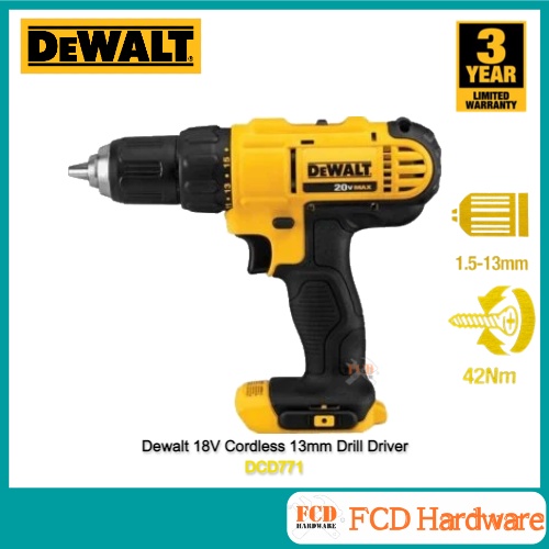 DEWALT DCD771C2A 18V Cordless 13mm Drill Driver (Bare Tool) (DCD771 ...