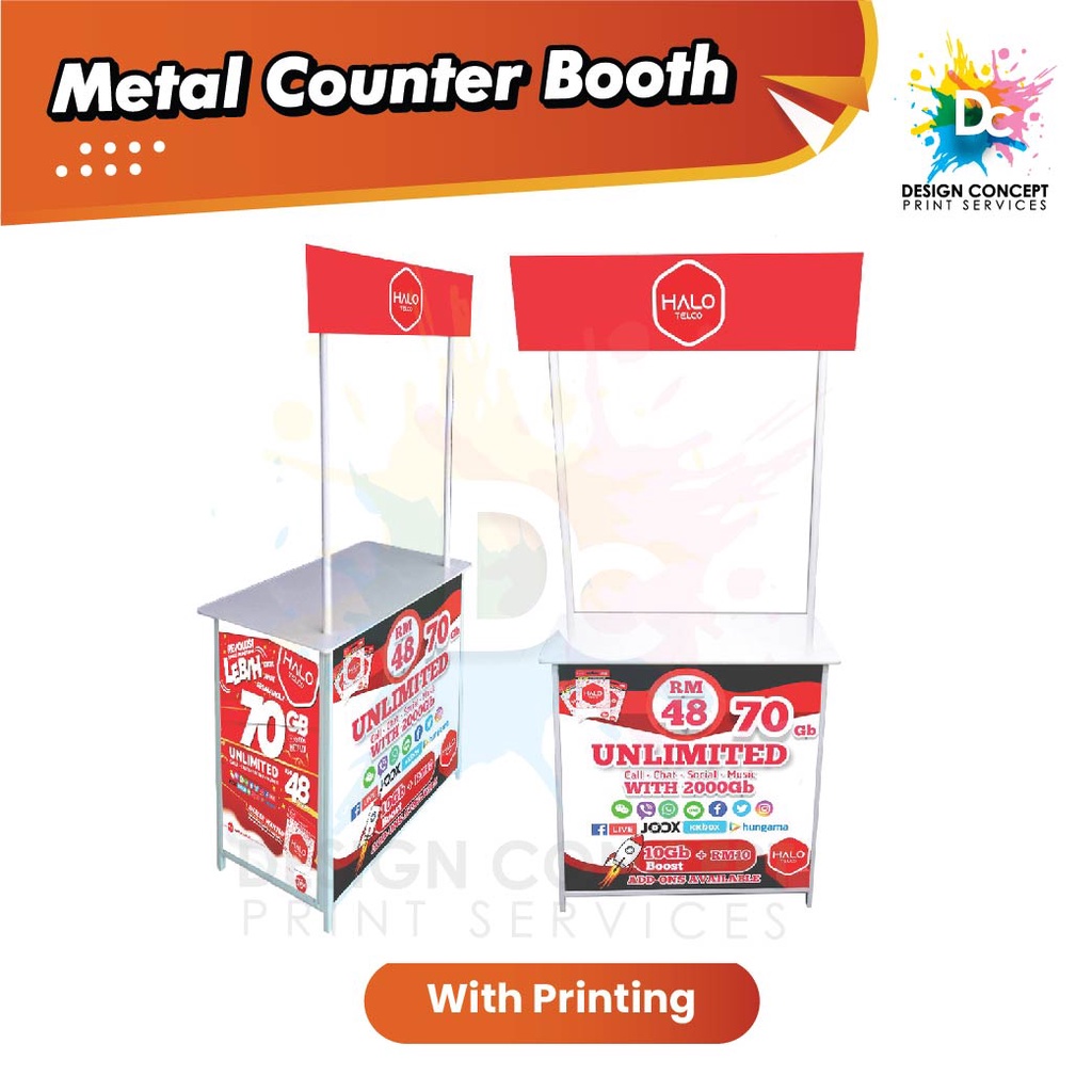 Metal / Iron Promotion Counter Booth / Klosik Promosi / With Printing ...