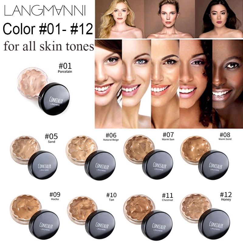 Langmanni Face Creamy Concealer Foundation Palette Liquid Full Cover Dark Circle Acne Contour