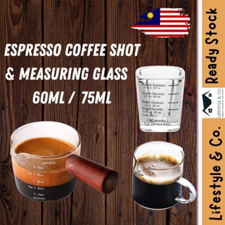 BCnmviku 1 Pack Espresso Shot Glass 75ML/2.5OZ Triple Pitcher Barista  Single Spouts With Wood Handle