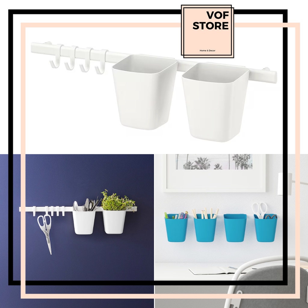 IKEA KITCHEN ORGANIZER SUNNERSTA CONTAINERS SET OF RAIL WITH 4 HOOKS 2