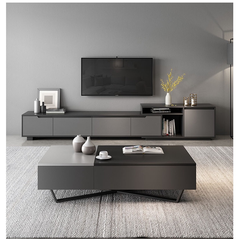 Solid wood TV coffee table combination set living room