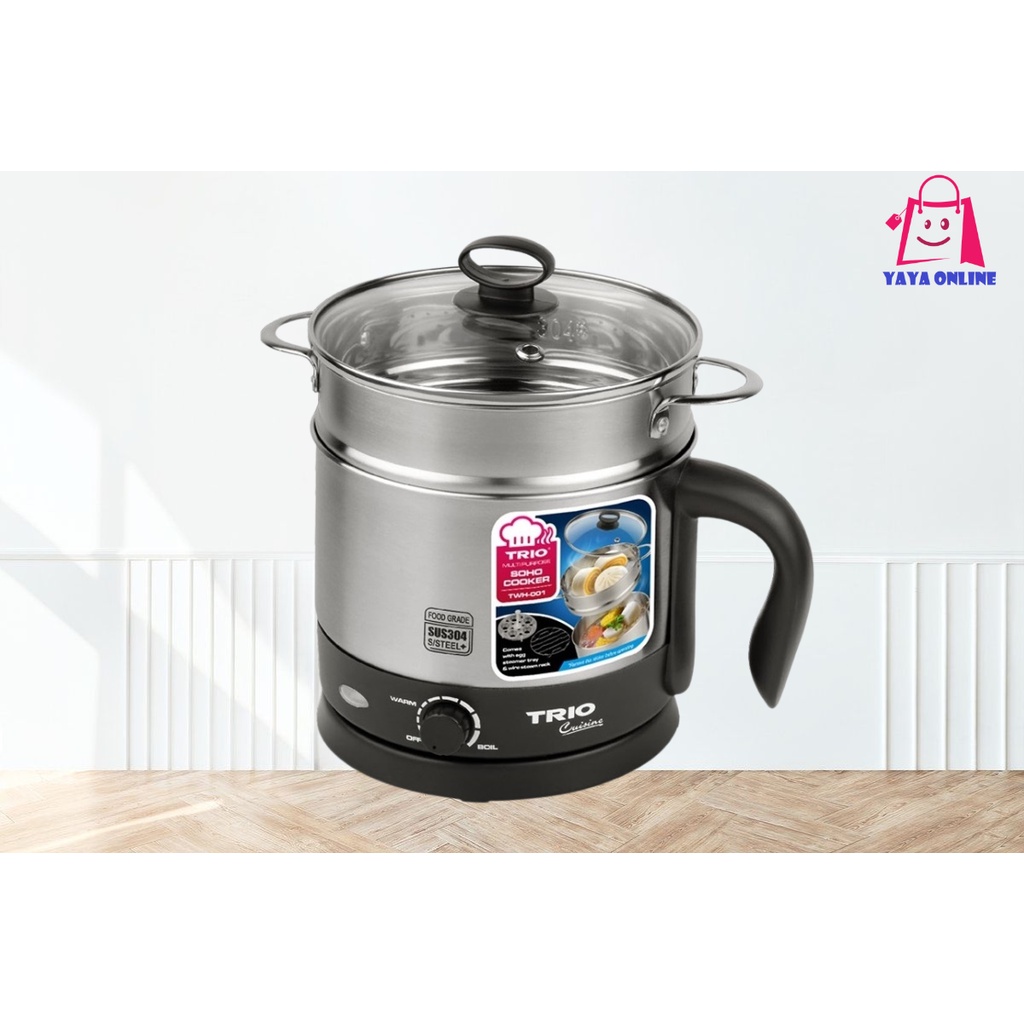 TRIO TWH001 Stainless Steel Mini Multi Cooker 1.2L/ Khind Stainless Steel Multi Cooker 1.2Liter