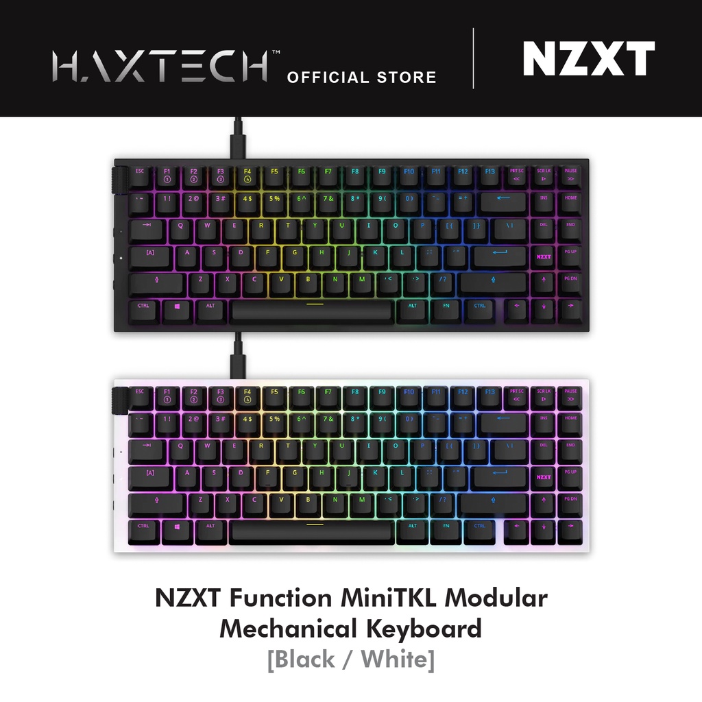 NZXT FUNCTION MINITKL MODULAR MECHANICAL KEYBOARD [BLACK / WHITE ...