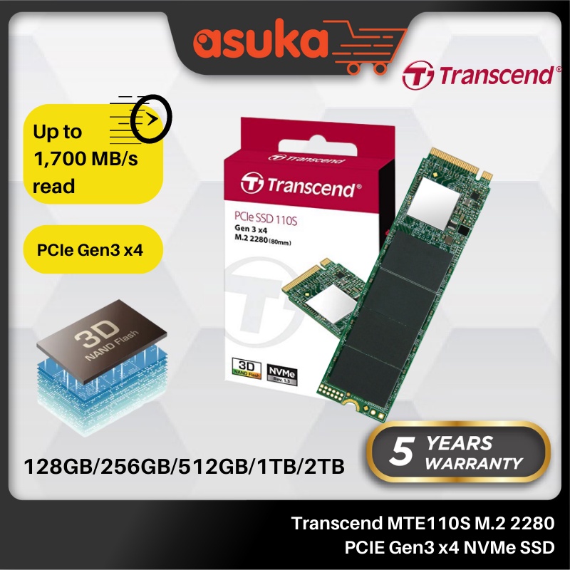 Transcend Mte110s Mte115s 128gb 256gb 512gb 1tb 2tb M2 2280 Pcie Gen3 X4 Nvme Ssd 9717