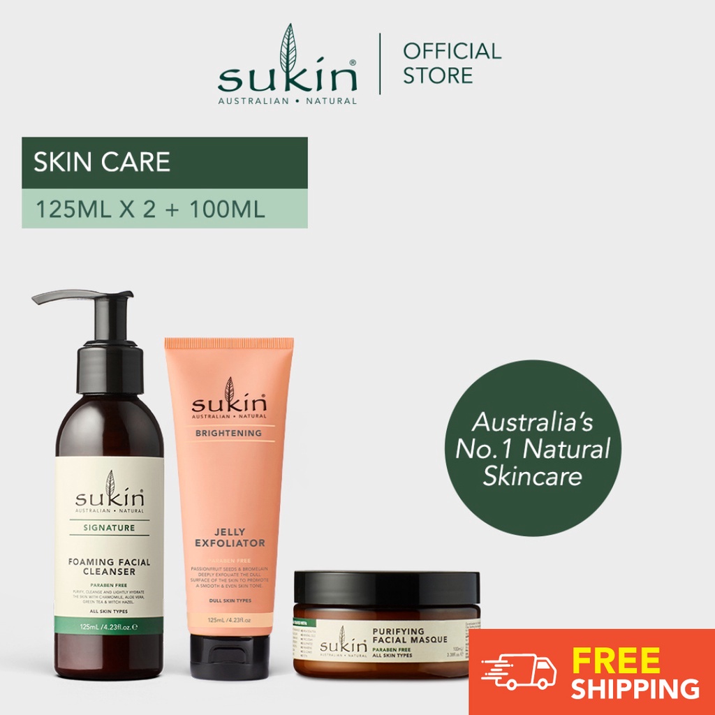 Sukin Foaming Facial Cleanser + Brightening Jelly Exfoliator (125ml