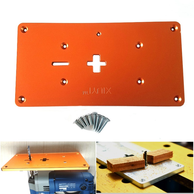 Electric Jig Saw Flip Board Router Table Insert Plate – Aluminum Alloy With Center Hole Bushing For Precision Woodworking