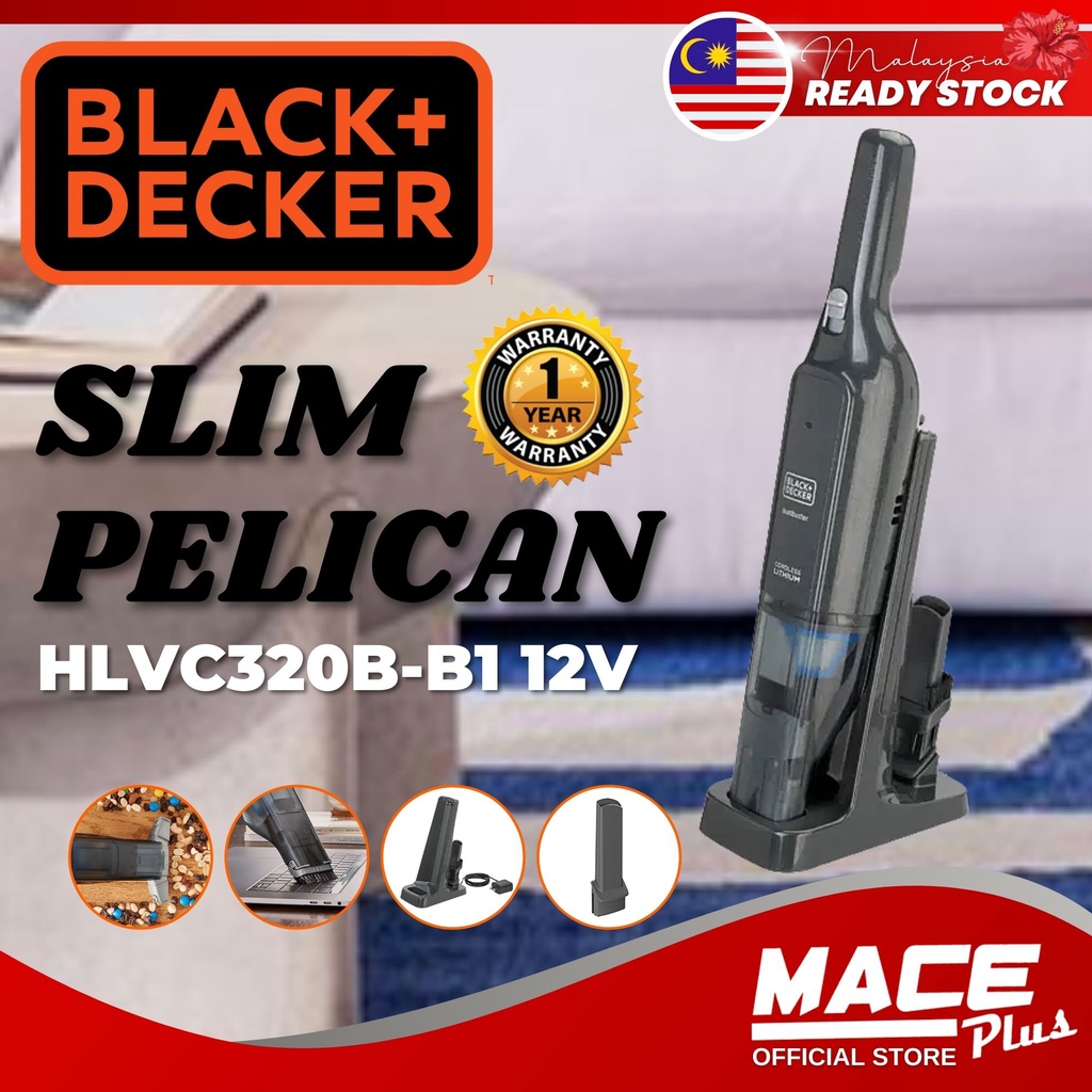 BLACK DECKER HLVC320B B1 12V Slim Pelican Cordless Vacuum Cleaner Dustbuster Advanced Clean Slim Handheld Vacuum