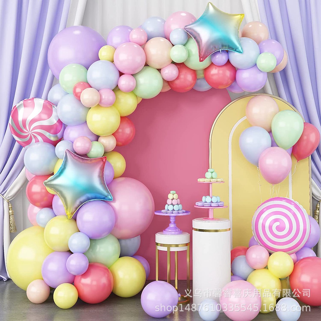 APERIL 112pcs Balloon Set Macaron Rainbow Color Balloon Garland Candy ...
