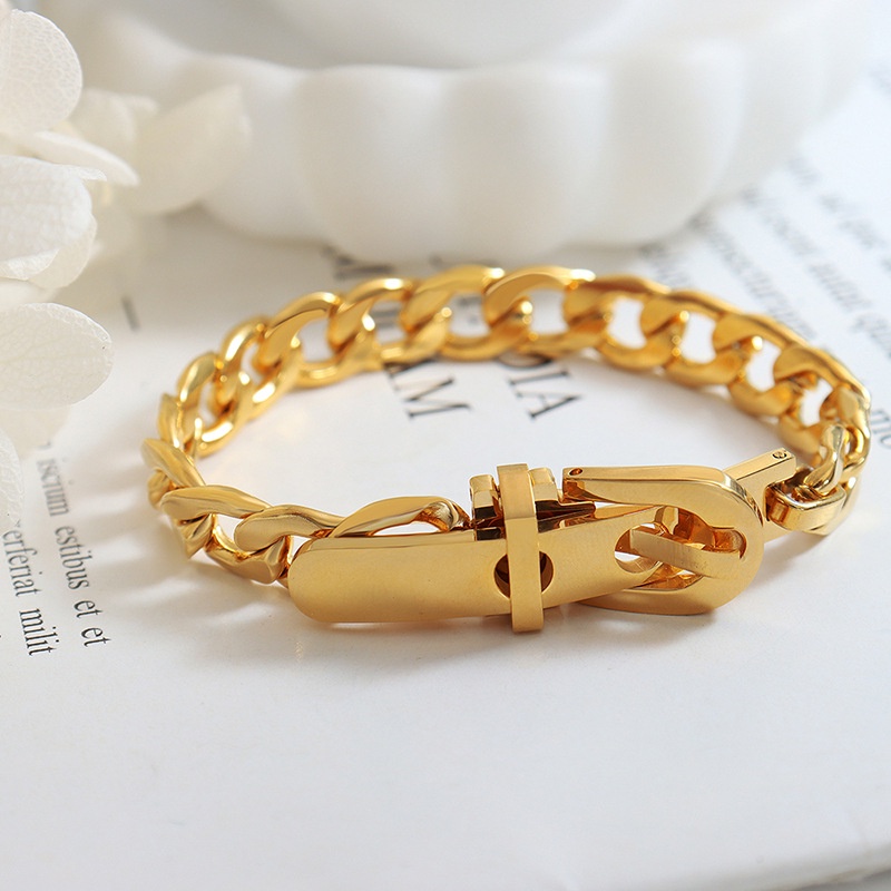 European American Thick Chain Press Buckle Strap Buckle Bracelet ...
