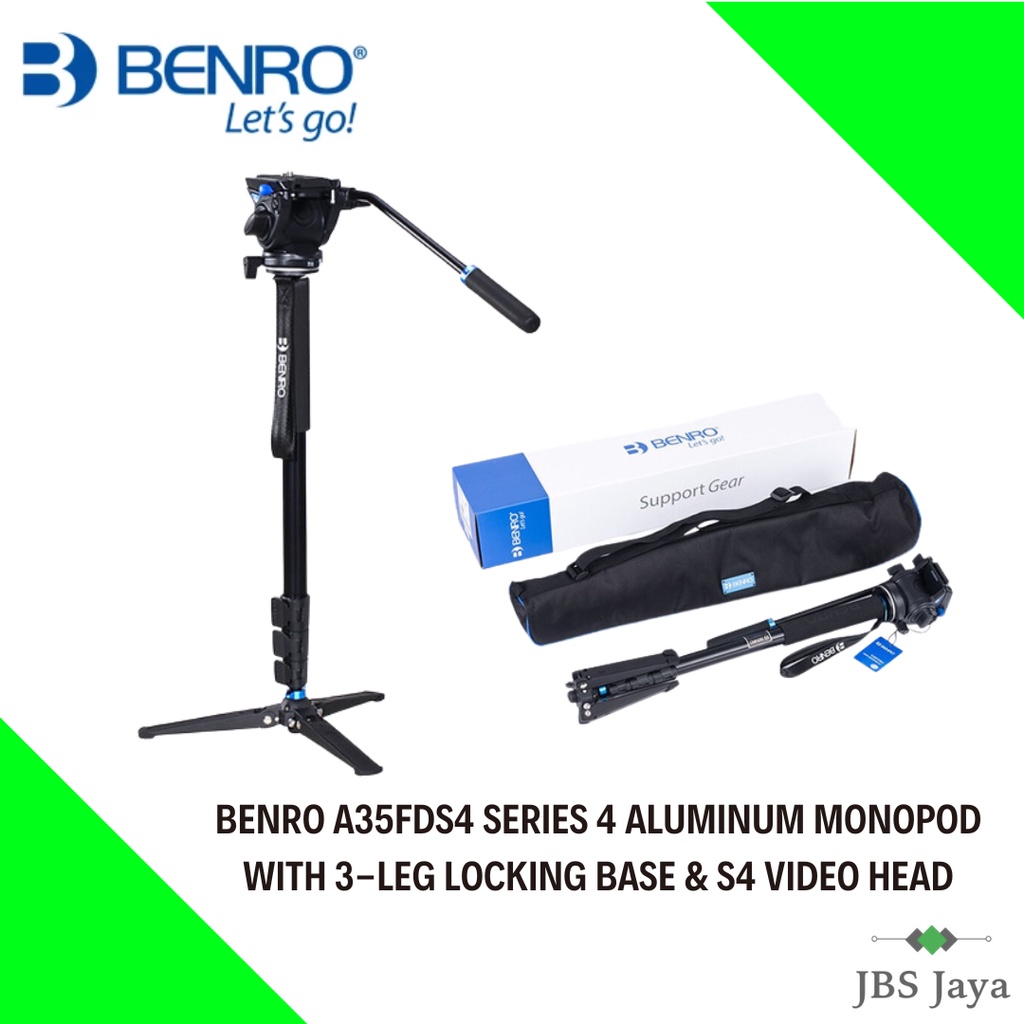 Benro A48TDS4 Series 4 Aluminum Monopod With 3-Leg Locking Base And S4 Video Head I.120361927